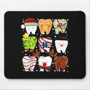 Schattige Kersttanden Grappige Kerst Tandarts Tand Muismat