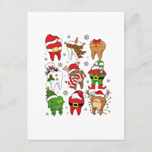 Schattige Kersttandheelkundige Tand Karakters Leuk Feestdagenkaart