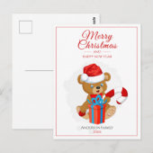 Schattige kerstTeddy | Gepersonaliseerd kerstfeest Briefkaart (Voorkant / Achterkant)