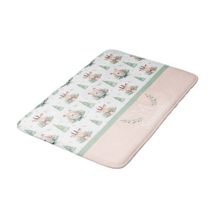 Schattige Kerstvakantie Bomen Beer & Hert Monogram Badmat