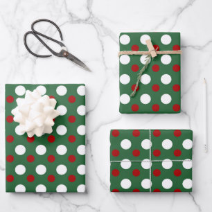 Schattige Kerstvakantie Stippenpatroon Groen Inpakpapier Vel