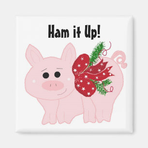 Schattige Kerstvarken - Ham het Op! Magneet