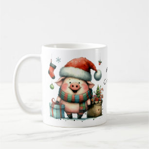Schattige kerstvarken met cadeaus koffiemok