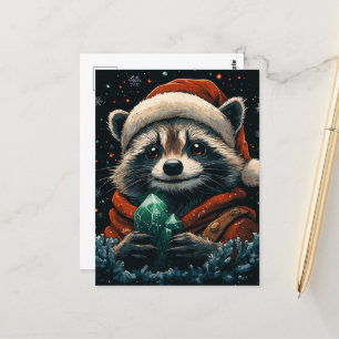 Schattige Kerstwasbeer Briefkaart