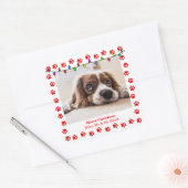 Schattige  kerstwensen met hond vierkante sticker (Envelop)