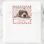 Schattige  kerstwensen met hond vierkante sticker (Tas)