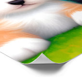 Schattige keuken en puppy die op het gras ontspann poster (Hoek)