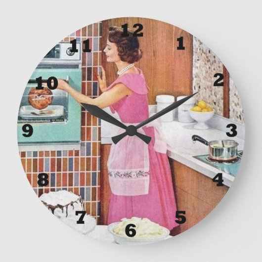 schattige  keukendame Grote klok (Voorkant)