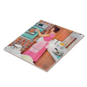 schattige  keukendame tegeltje (Zijkant)