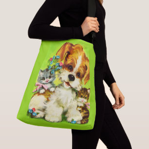 schattige keukens voor puppy en glimlachen crossbody tas