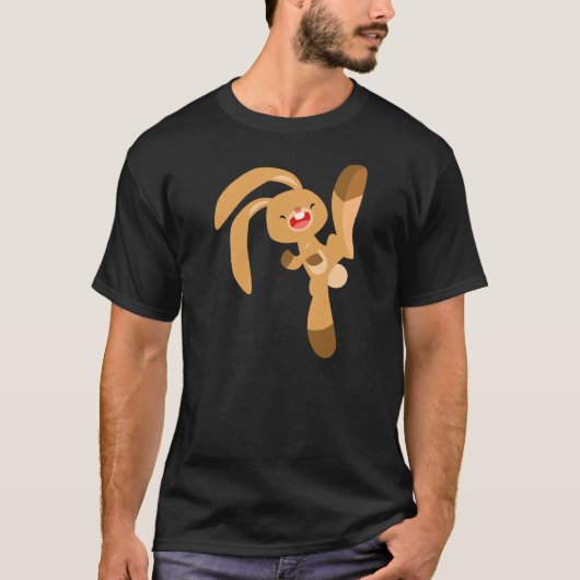 Schattige Kickjumping Cartoon Konijn T-shirt (Voorkant)