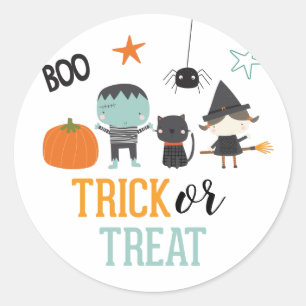 Schattige kids Halloween verjaardag Trick or Treat Ronde Sticker