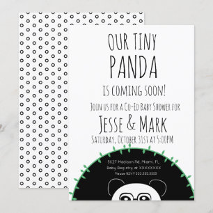 Schattige kijkende panda baby shower kaart