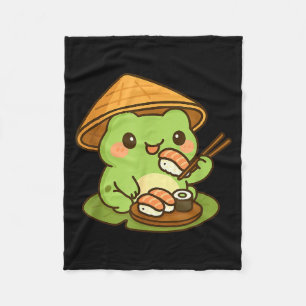 Schattige kikker die sushi eet anime Japanse cadea Fleece Deken