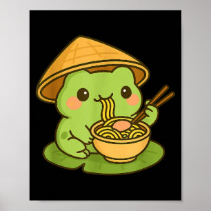 Schattige kikker eet Ramen Anime Japanse cadeaus m Poster