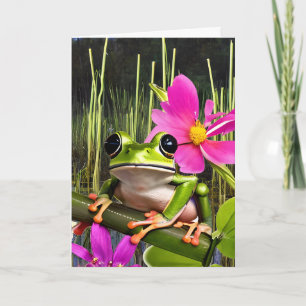 Schattige kikker grap pad thema verjaardag kaart
