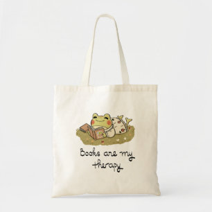 Schattige kikker leest - Boeken zijn mijn therapie Tote Bag