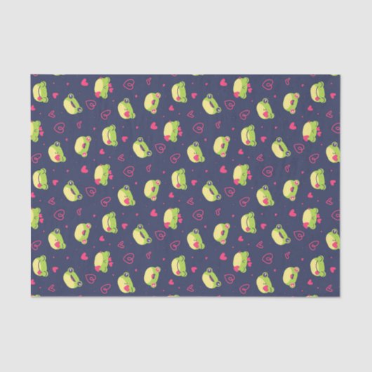 Schattige Kikker Liefde Doodle Hart Patroon Valent Tissuepapier (Voorkant)