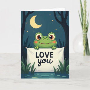 Schattige Kikker Liefde Jou Maan Kaart