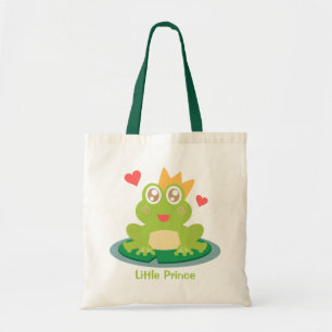 Schattige kikker met kroon op waterlelieblad kids  tote bag