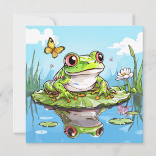 Schattige kikker op een waterlelieblad Schattig  
