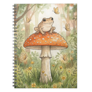 Schattige kikker op paddestoel Woodland Cottagecor Notitieboek