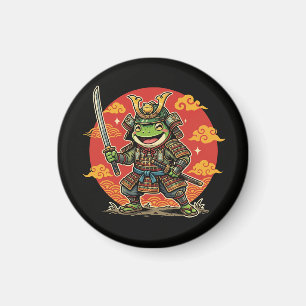 Schattige Kikker Samurai Cartoon Dier Krijger Ontw Magneet