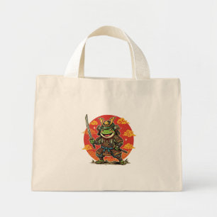 Schattige Kikker Samurai Cartoon Dier Krijger Ontw Mini Tote Bag