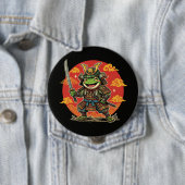 Schattige Kikker Samurai Cartoon Dier Krijger Ontw Ronde Button 4,0 Cm (In situ)