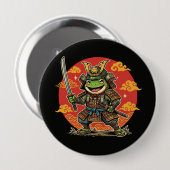 Schattige Kikker Samurai Cartoon Dier Krijger Ontw Ronde Button 4,0 Cm (Voorkant /achterkant)