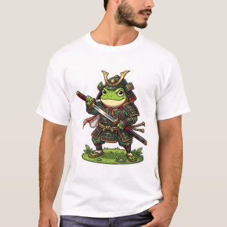 Schattige Kikker Samurai Krijger Cartoon Japanse A T-shirt