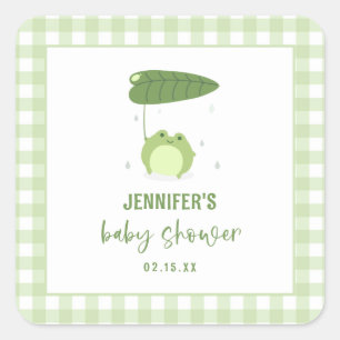 Schattige kikkergroen Baby shower Vierkante Sticker