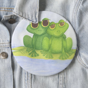 Schattige kikkerliefhebbers ronde button 6,0 cm