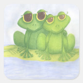 Schattige kikkerliefhebbers vierkante sticker (Voorkant)