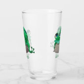 schattige kikkerliefhebbers voegen tekst toe glas (Links)