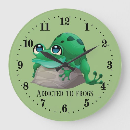 schattige kikkerliefhebbers voegen tekst toe grote klok (Voorkant)