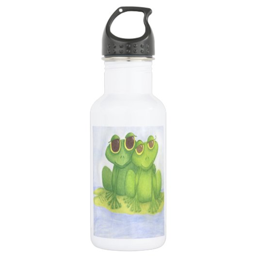 Schattige kikkerliefhebbers waterfles  (Voorkant)
