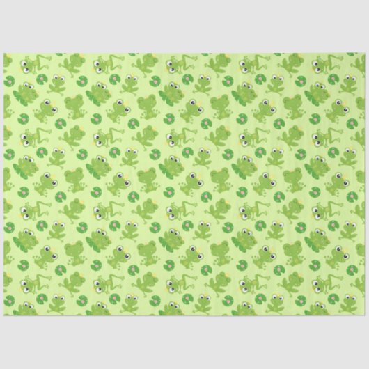 Schattige kikkerpatroon op heldergroen tissuepapier (Voorkant)