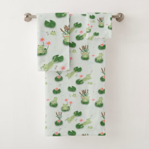 Schattige kikkers in lelievijver kinderkamer geen bad handdoek