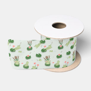 Schattige kikkers in waterleliesvijver lint