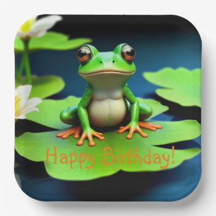 Schattige kikkerverjaardag papieren bordje