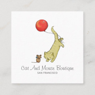 Schattige Kind Baby Retail Boutique Cat Mouse Ball Vierkante Visitekaartje