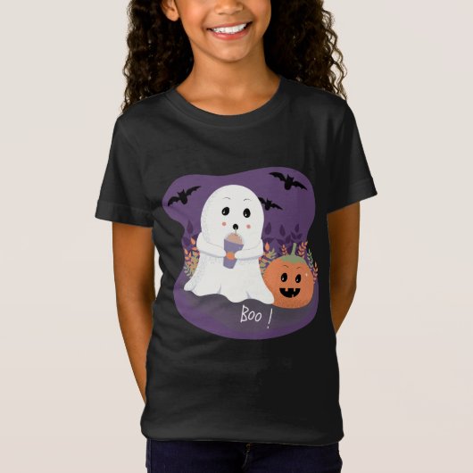 Schattige Kind Ghost Halloween T-shirt (Voorkant)