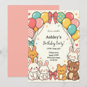 Schattige Kind Kawaii verjaardagsfeest Kaart