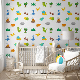 Schattige Kind Kleuren Waterverf Dinosauruspatroon Behang