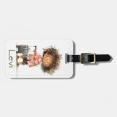 Schattige kind met koffer kind bagagelabel (Voorkant horizontaal)