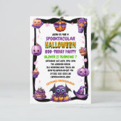 Schattige Kind Paarse Halloween Verjaardag (Staand voorkant)