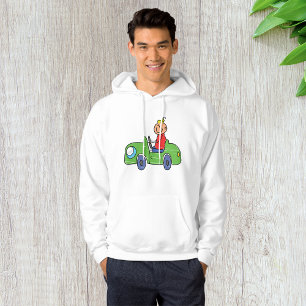 Schattige Kind Rijden Groene Auto Kinderen Illustr Hoodie