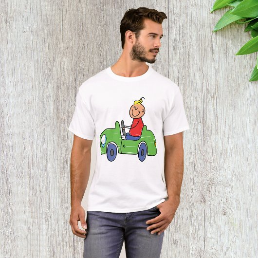 Schattige Kind Rijden Groene Auto Kinderen Illustr T-shirt