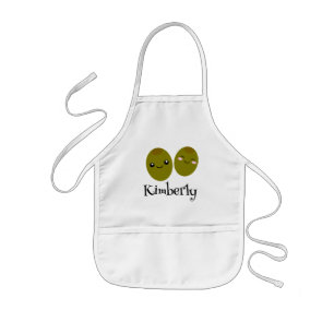 Schattige kind schort met groene olijf cartoon ont